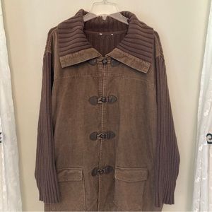 Plus Size Brown corduroy/ sweater coat